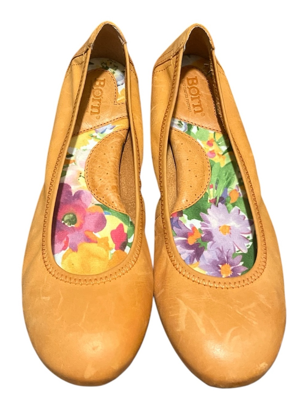 Born Yellow-Tan Leather Ballet Flats Sz 8.5